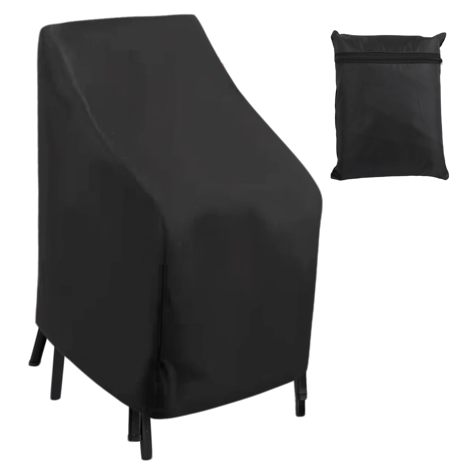 Housse Chaise Jardin Empilables 210D Oxford Imperméable, Couverture de Protection pour Fauteuils Patio Extérieur avec Corde Ajustable 114x85x65cm (210D, Noir