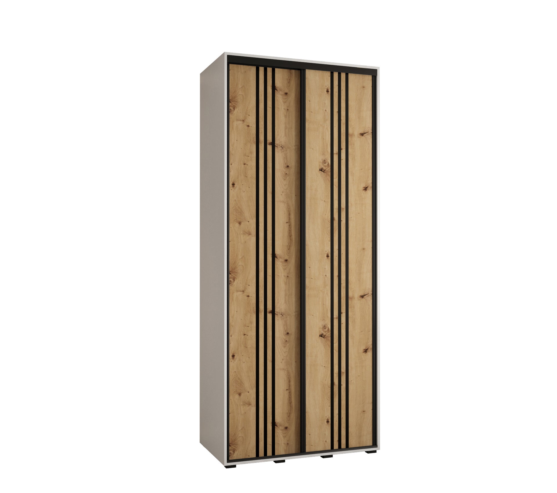 Szafa przesuwna wysoka Davos 6 120 x 45 x 235,2 cm biały + artisan + u. czarny - Abiks Meble