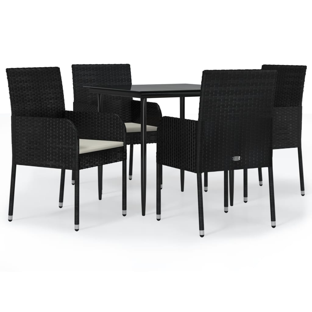 Maison Exclusive - Set da Pranzo da Giardino 5 pz Nero con Cuscini in Polyrattan - 2
