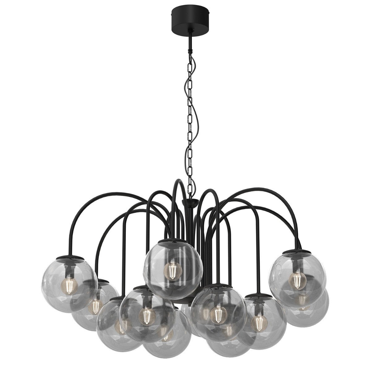 Lampa wisząca Cambridge czarny matowa-przezroczysta 12xE14x15W glamour wym: 95 x 90 x 90 cm szkło Luminex