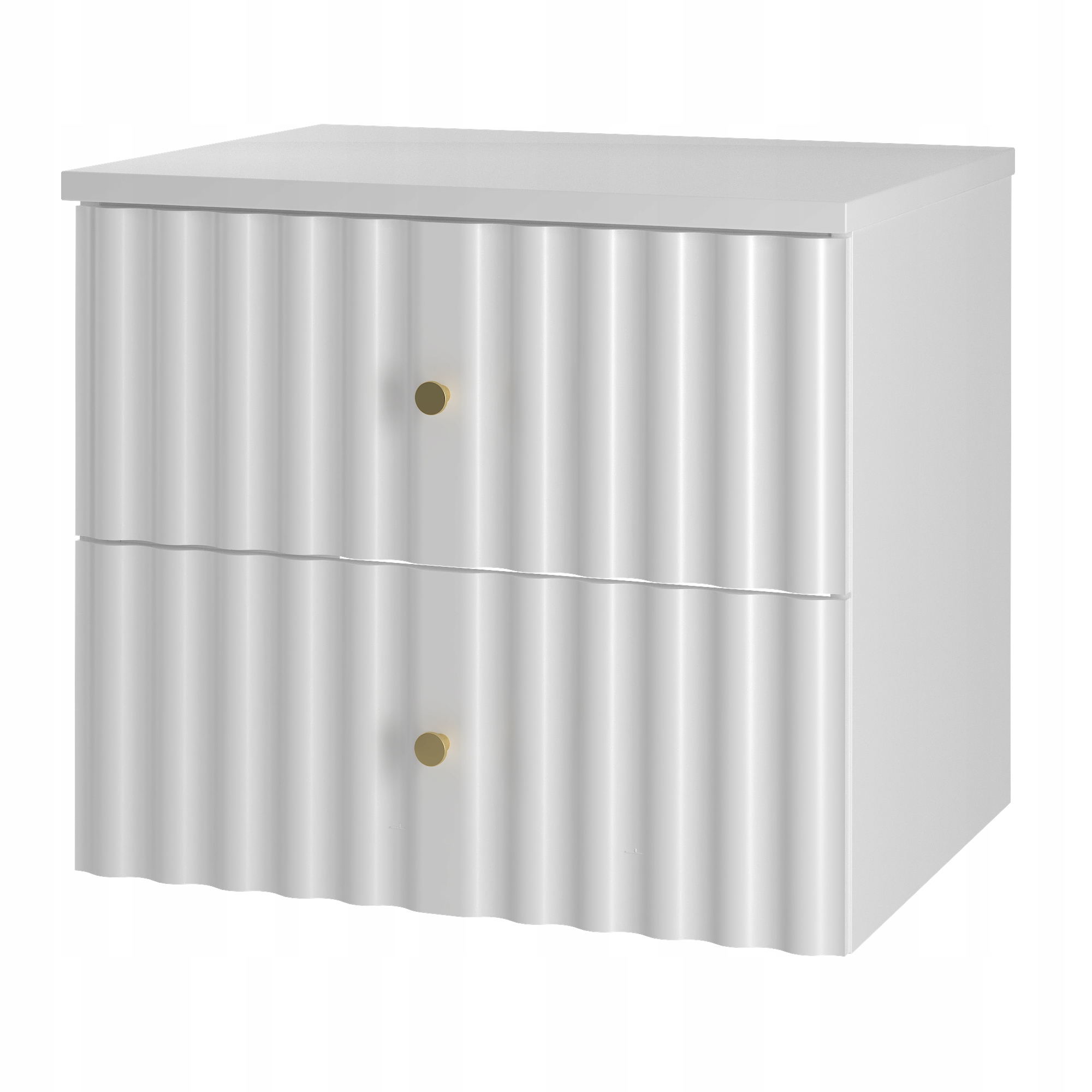 Szafka łazienkowa AQUA 60 cm biała z blatem ryflowane fronty złote uchwyty