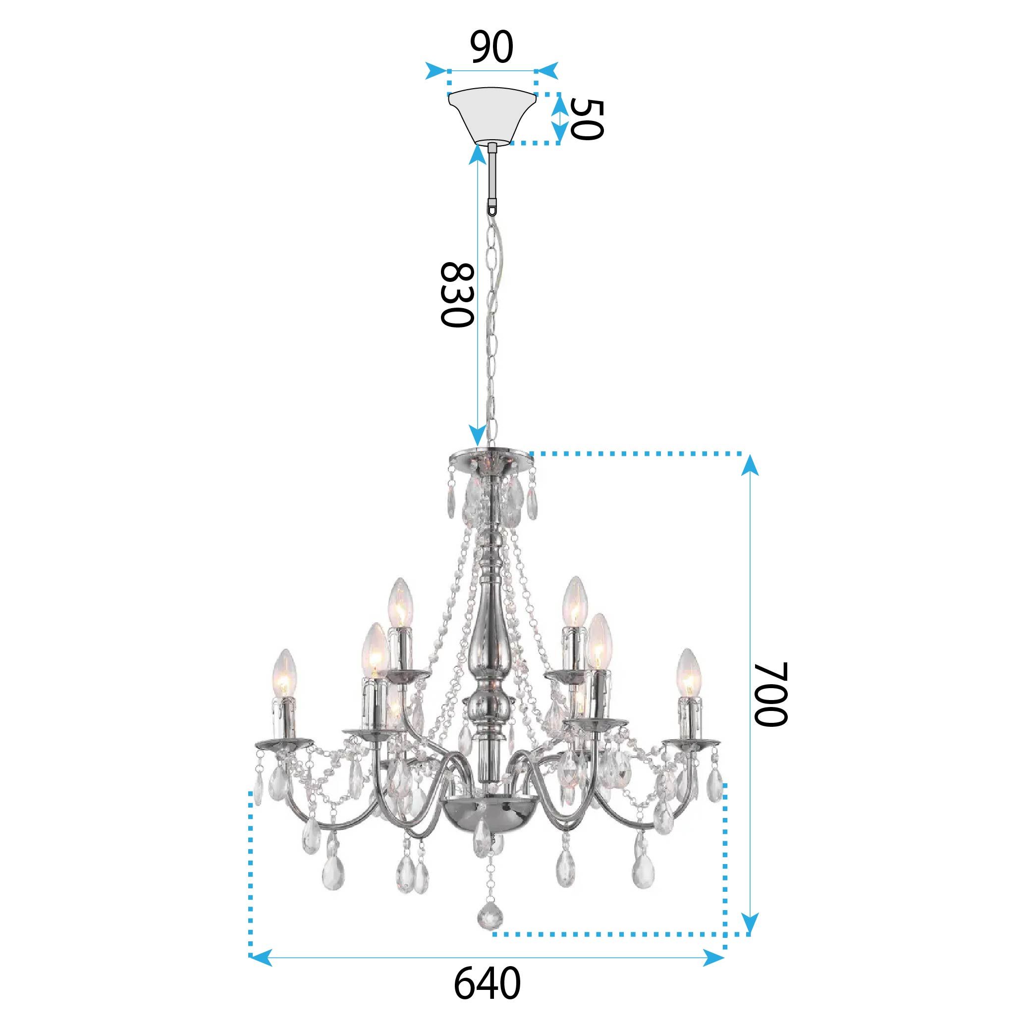 Lampa Sufitowa Wisząca Toolight Ebt016-9Cp Chrom - 9