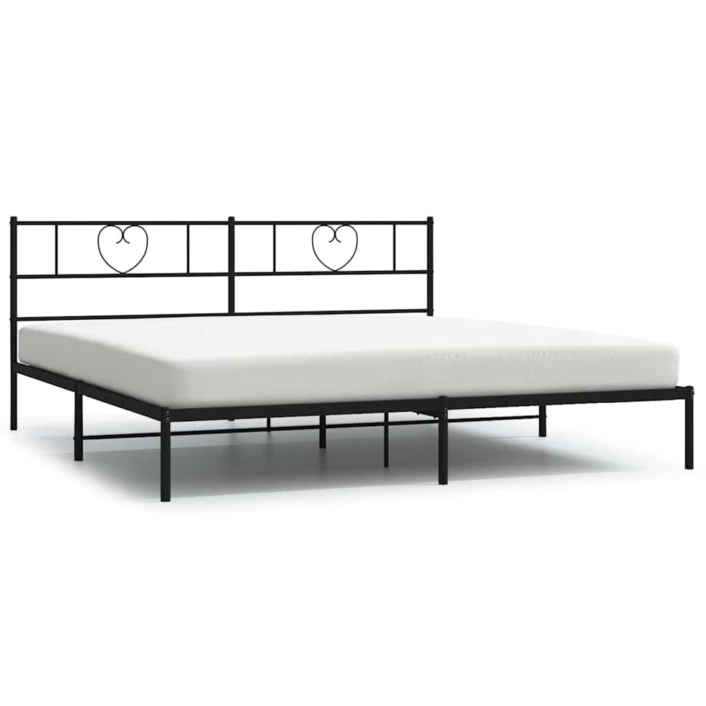 Łóżko Metalowe Czarne Rama Łóżka Ze Stelażem Do Sypialni Pokoju 183x213 cm
