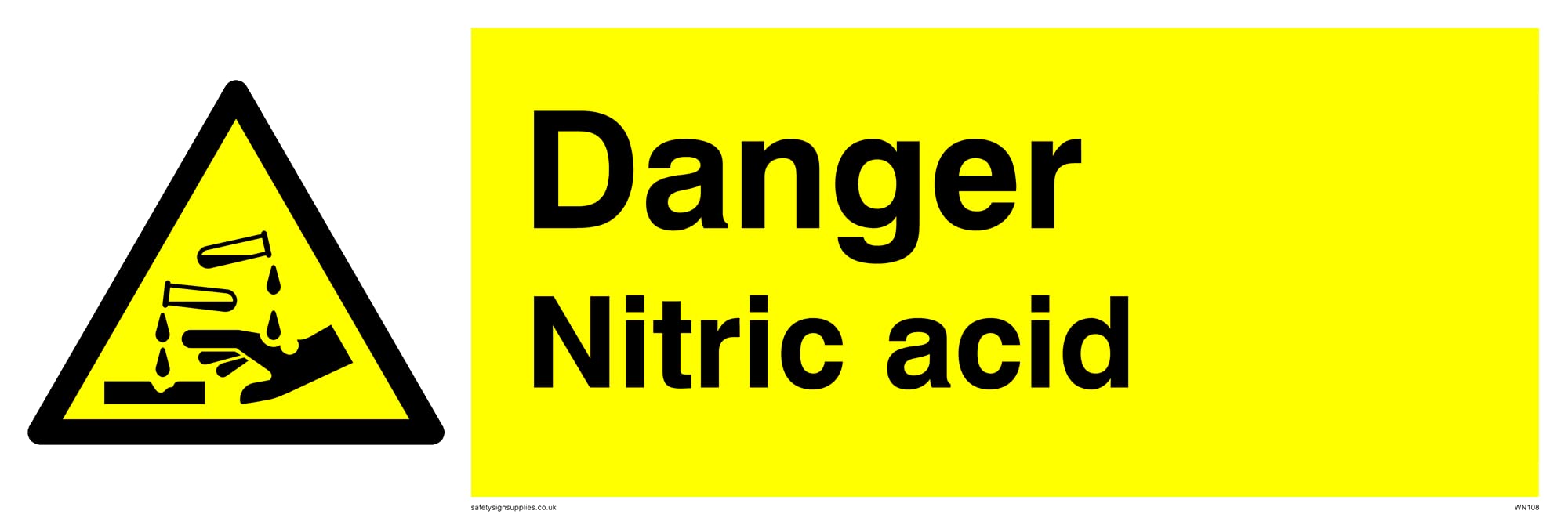 Cartello Pericolo Acido Nitrico - Vsafety 600x200 Mm - Plastica Rigida EN ISO 7010