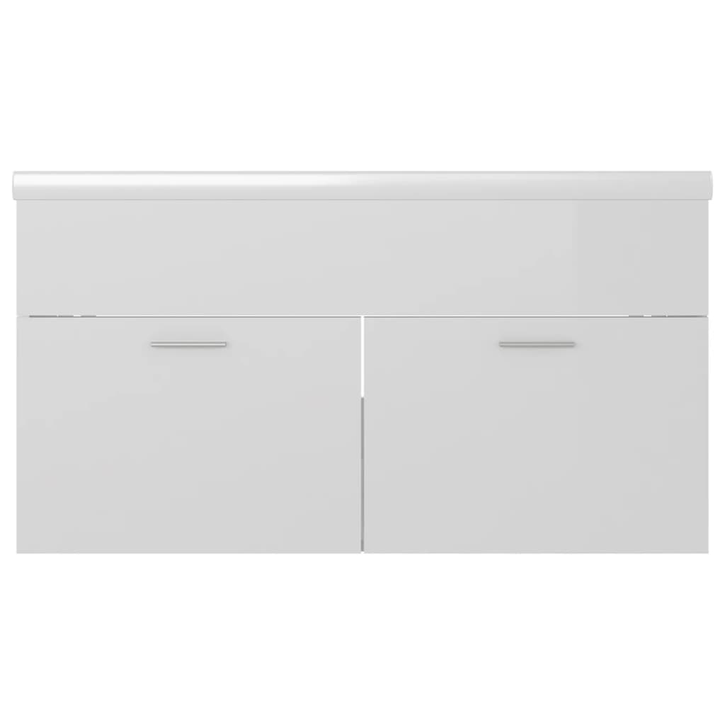 Maison Exclusive - Mobile Bagno con Lavabo Integrato Bianco Lucido in Truciolato - 7