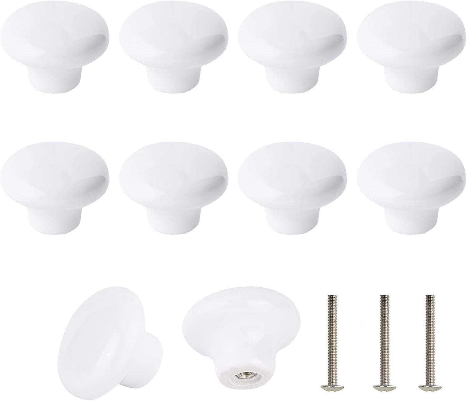 10 sztuk Biała gałka ceramiczna, ceramiczna klamka do drzwi, okrągła ceramiczna klamka do szuflady kuchennej Retro 32 mm