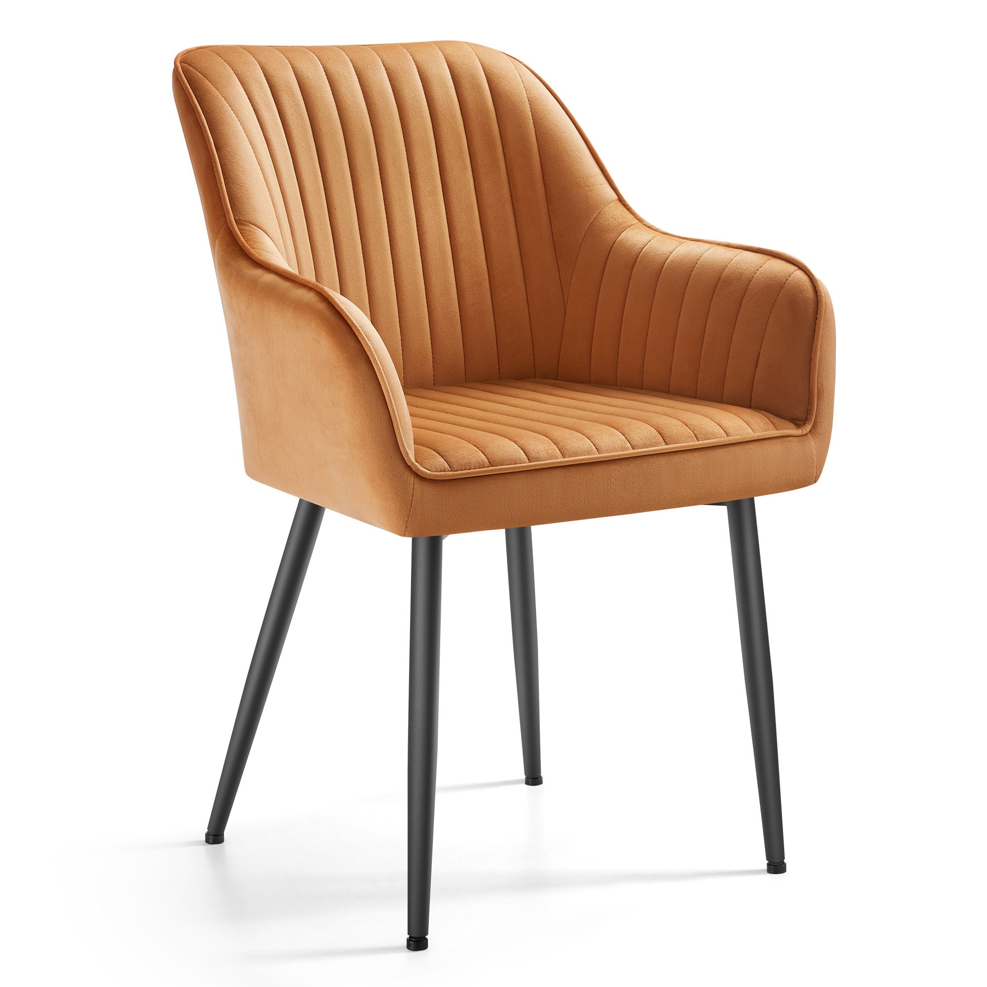 Lot De 2 Chaises Salle à Manger Rembourrées Velours Moutarde – Style Moderne, à Assembler