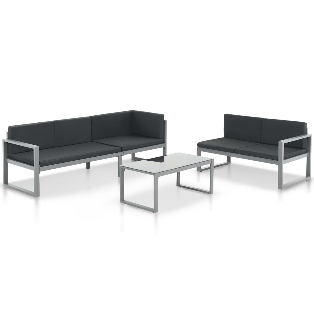 Maison Exclusive - Set Divani da Giardino 3 pz con Cuscini in Alluminio Nero - 6