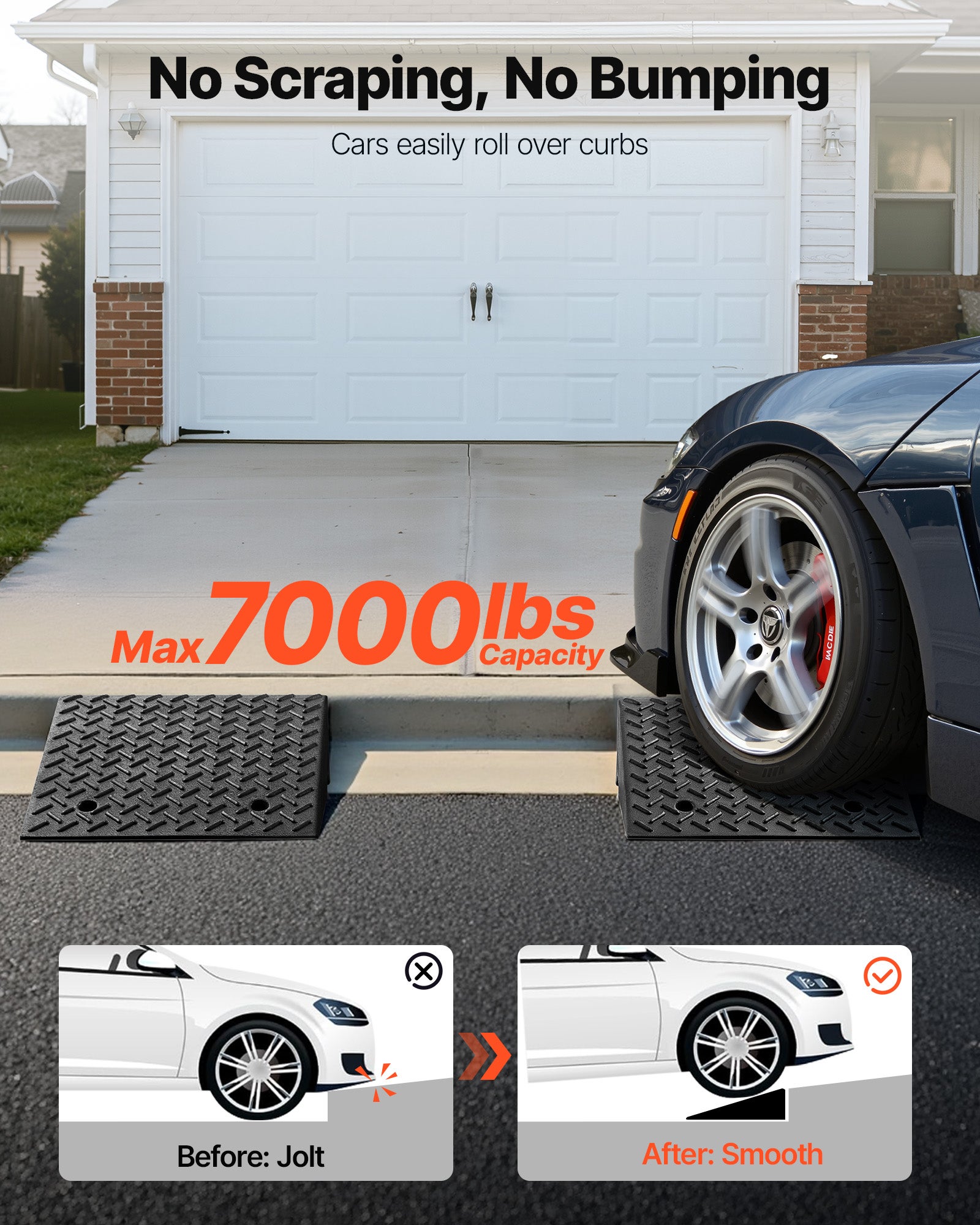 Rampa da marciapiede VEVOR, gomma, 18 cm, set da 2, portata