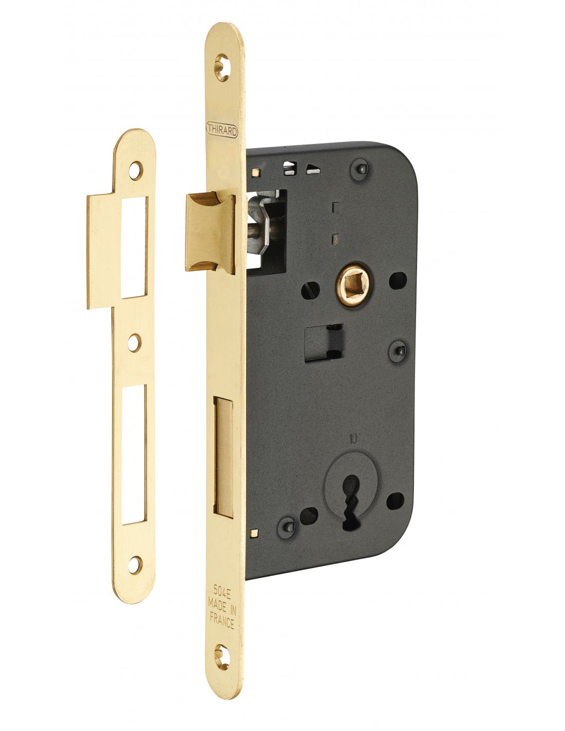 Serrure à Encastrer Bricard 50 Mm - Axe Noir Mat, Pour Porte D'entrée, Norme NF