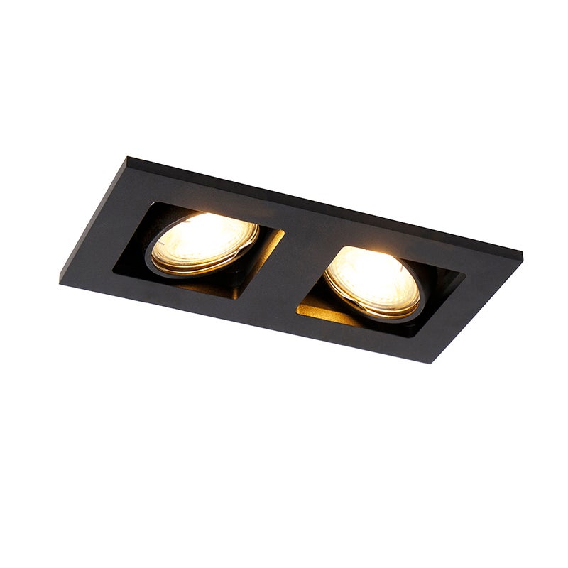 Qazqa reflektory wpuszczane - Qure - czarny, gu10, max. 50w, 19cm, z 2 punktami świetlnymi, IP20oświetlenie wewnętrzne