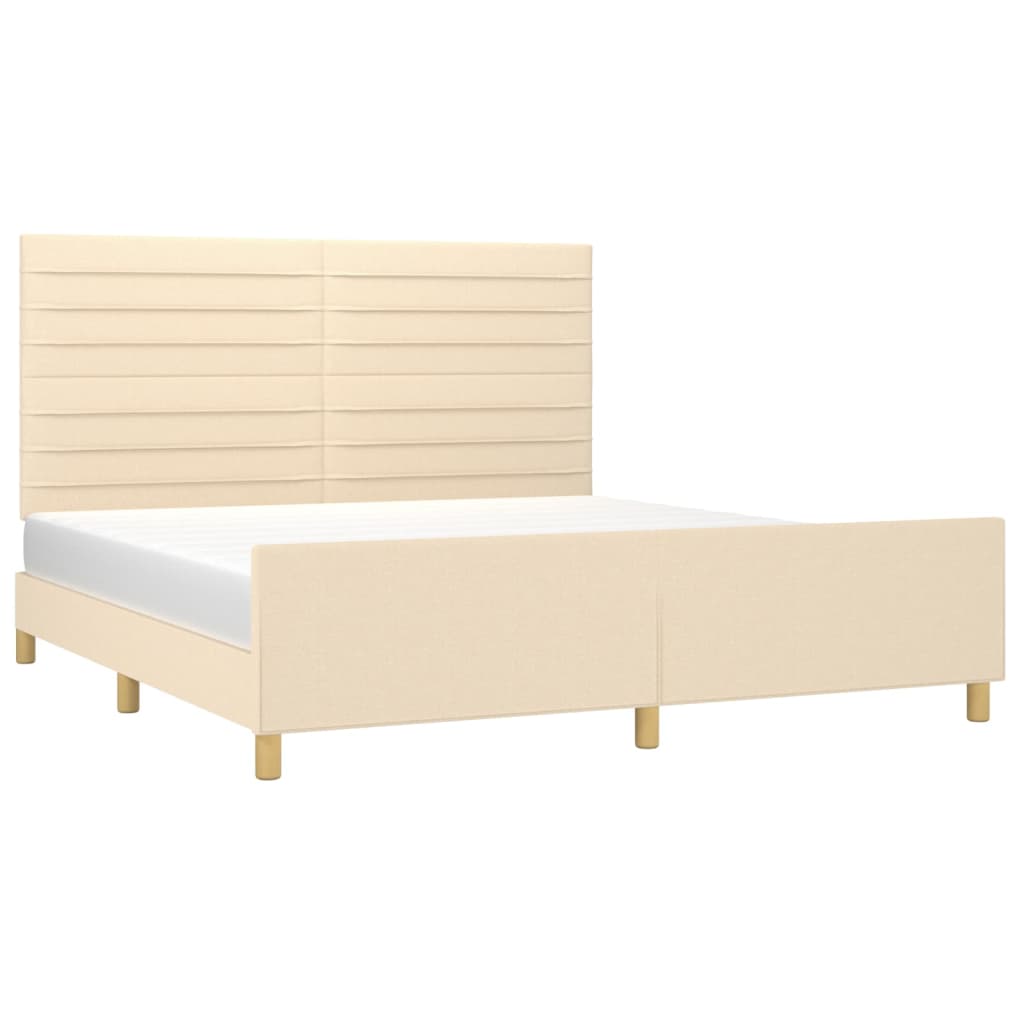 Cadre de lit sans matelas crème 160 x 200 cm tissu - 3