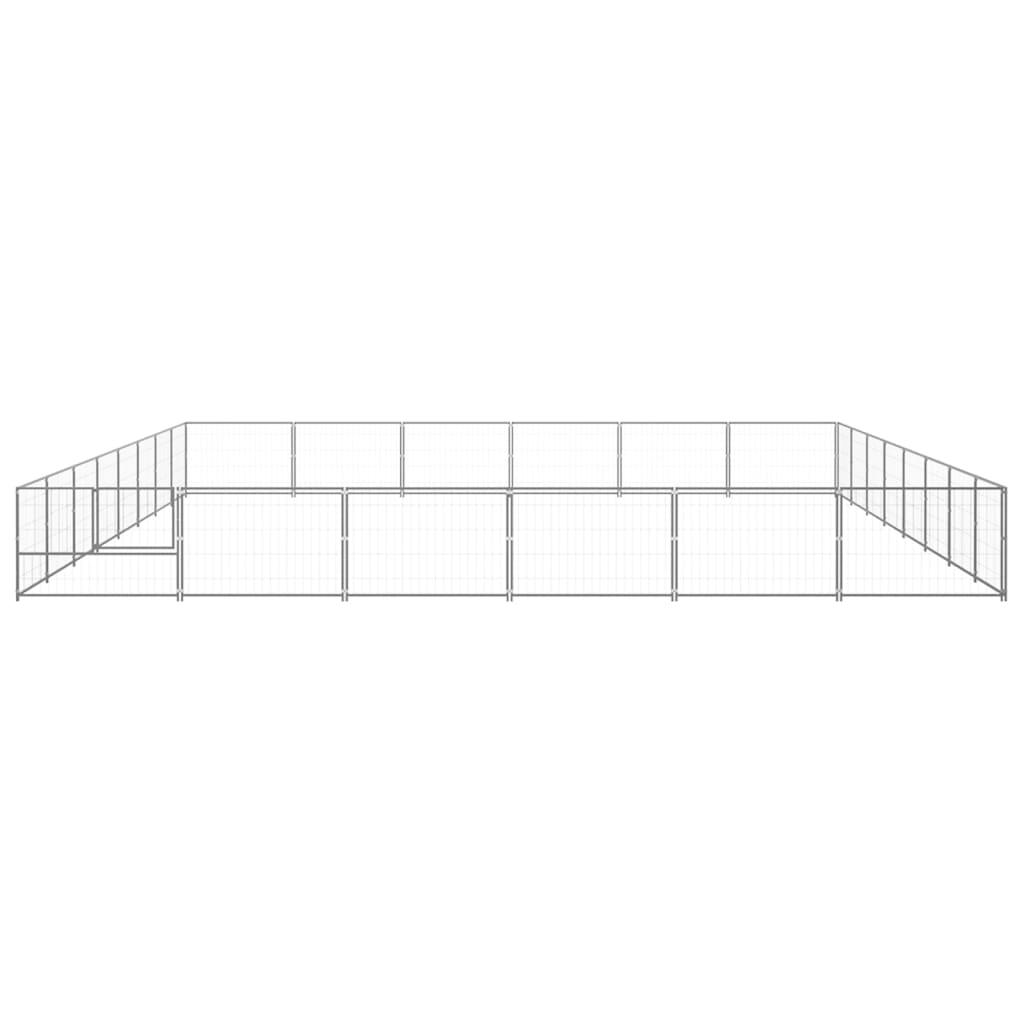 Cuccia da esterno gabbia per cani parco animali argento 48 m² acciaio 02_0000283 - 4