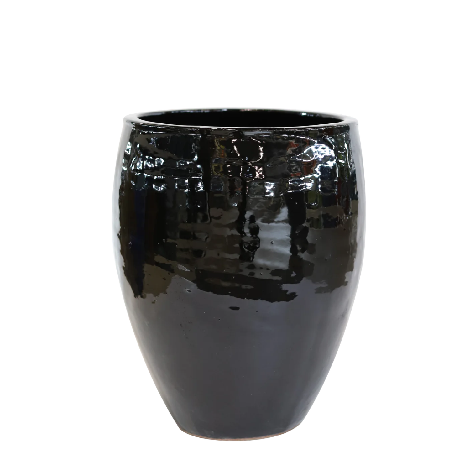 Pot grande taille d'extérieur POSEIDON2 36x43cm noir, fait main en terre cuite émaillée, résistant au gel - 2