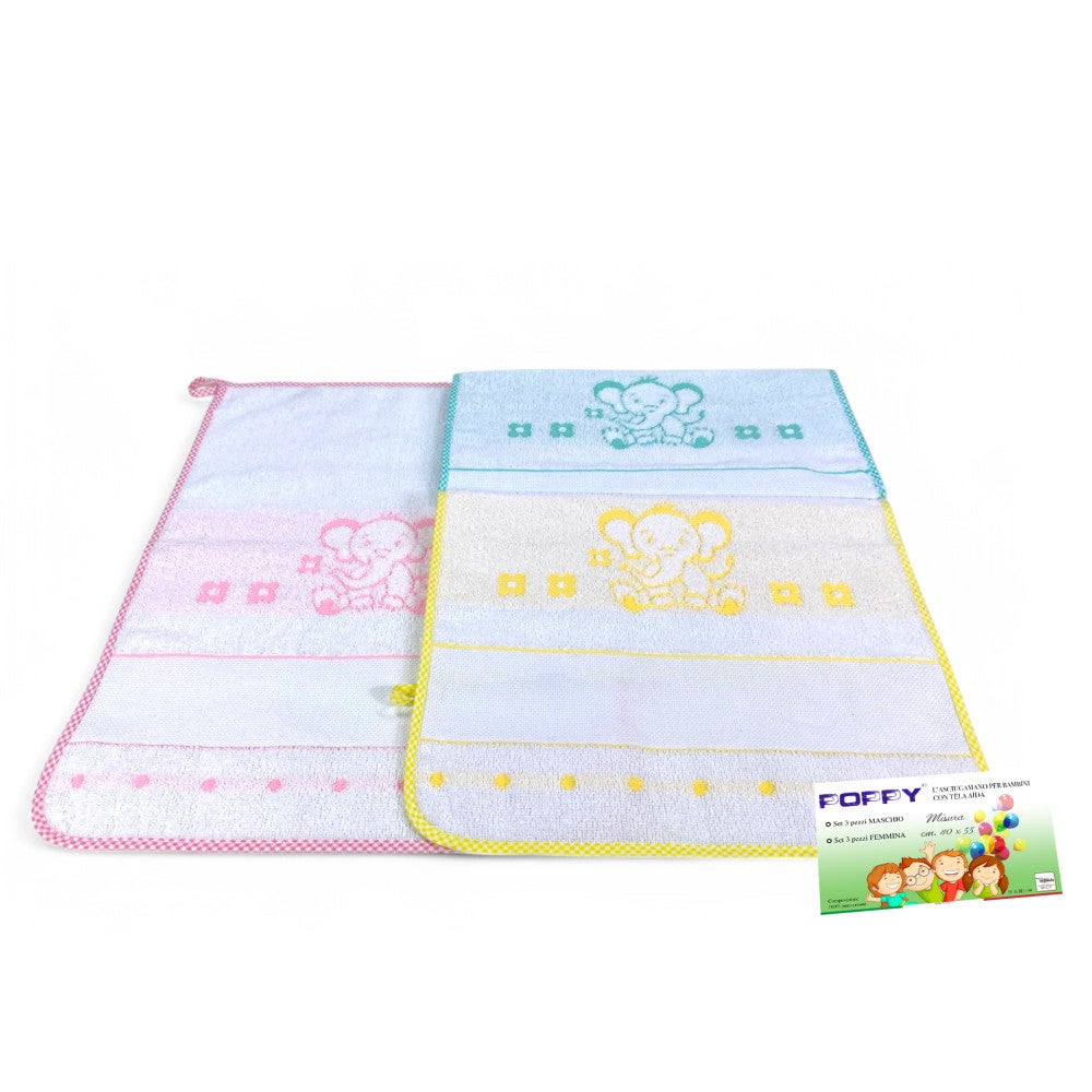 Set De Serviettes Invité Broderie – 2 Grandes + 2 Petites, 100% Coton Éponge + Toile Aïda, Fabriqué En Italie