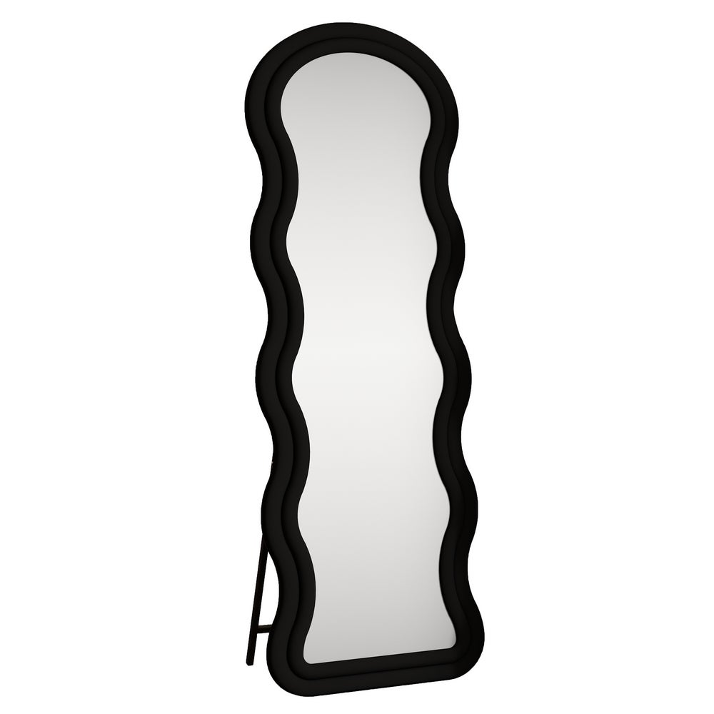 Specchio Ondulato ULIKE Nero Con Cornice In Legno – 61x91 Cm – Rettangolare Per Bagno, Camera Da Letto E Soggiorno
