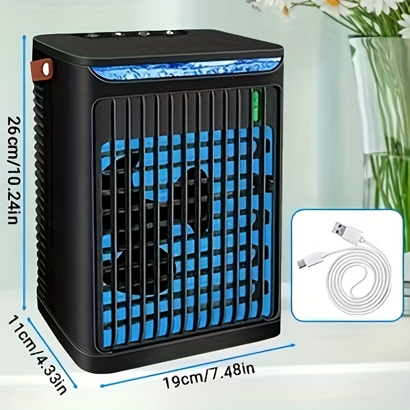 1 Ar condicionado portátil, Mini Refrigerador de ar, Refrigerador de ar USB de 680 ml, Ventilador de 5 velocidades - 2