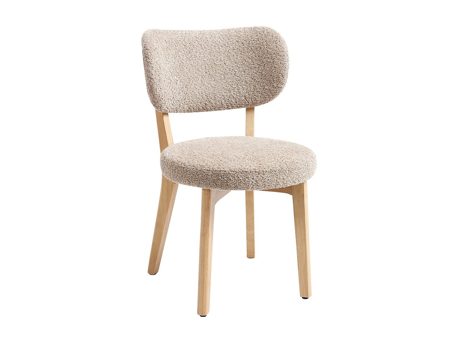 Lot de 2 chaises en tissu bouclette et bois d'hévéa - Taupe - TORIEL - 3