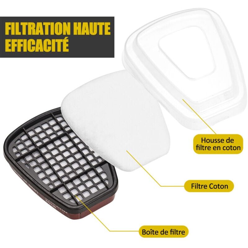 Masque à gaz masque complet, protection contre les gaz organiques ， 16 en 1 ， grand champ de vision pour la peinture, le polissage, le soudage - 6