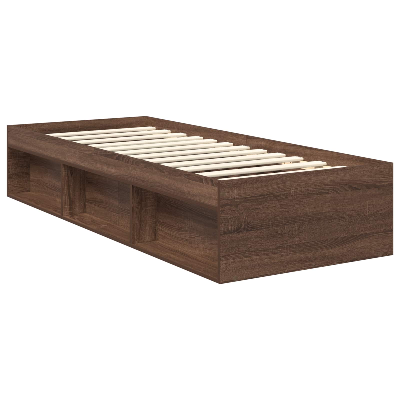 Cadre de lit chêne brun 75 x 190 cm bois de pin massif - 5