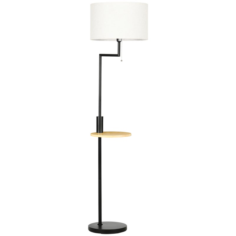 Lampa stojąca z półką, 40W, z portem USB, stalowa, kremowa, Ø 40 x 168 cm, żarówka nie jest dołączona