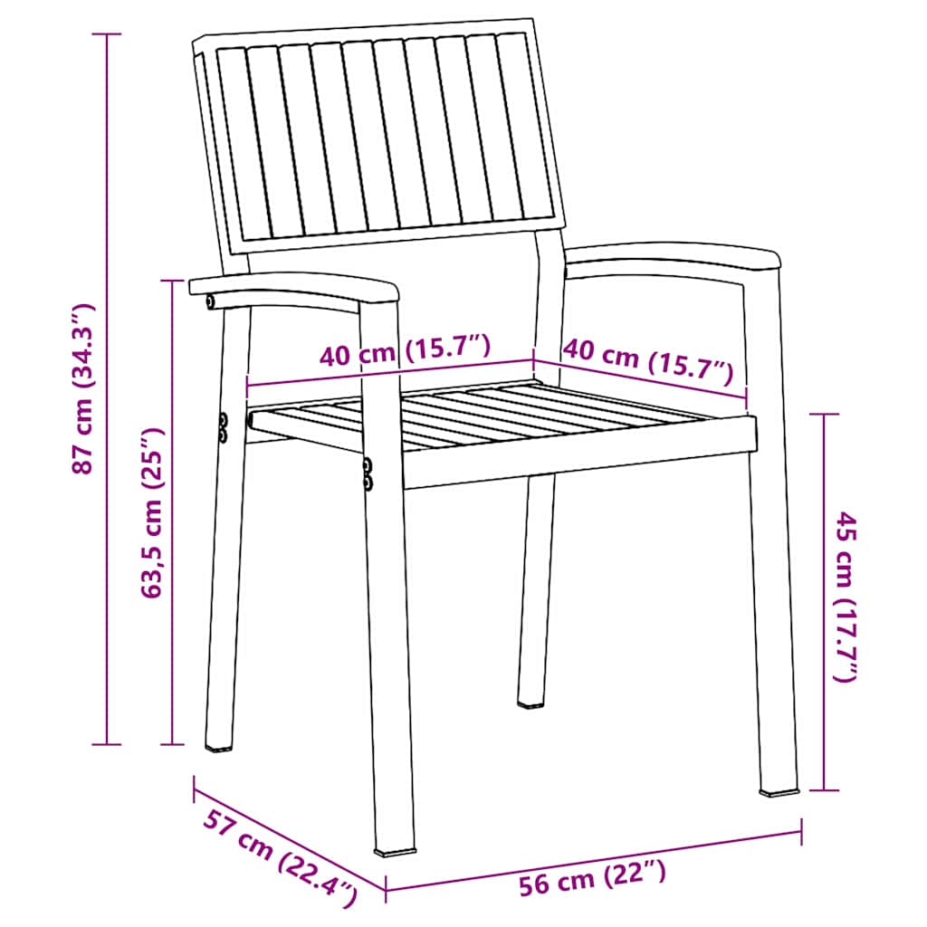 Silla de Jardín 4 pcs Marrón 56 x 57 x 87cm - COMFORTXL - 9