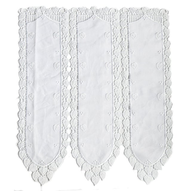 Brise bise en étamine et macramé - Blanc - 30x60 cm - Polyester