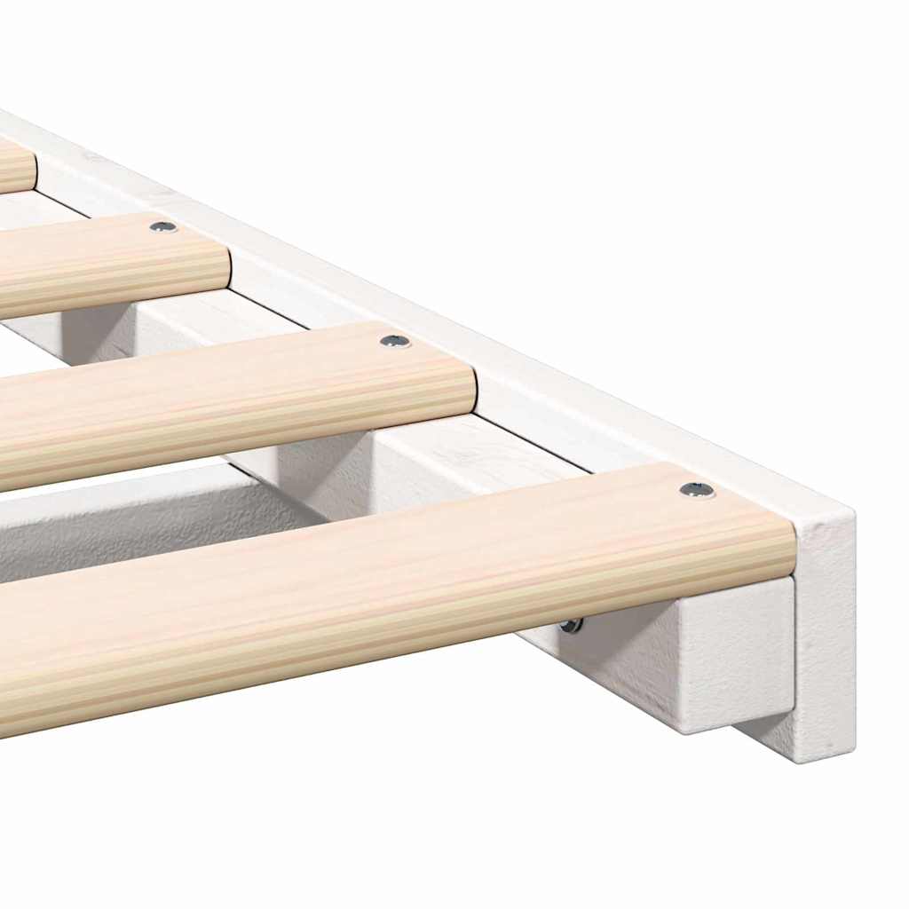 Cadre de lit blanc en pin massif pour la chambre, 200 × 210 cm - 8