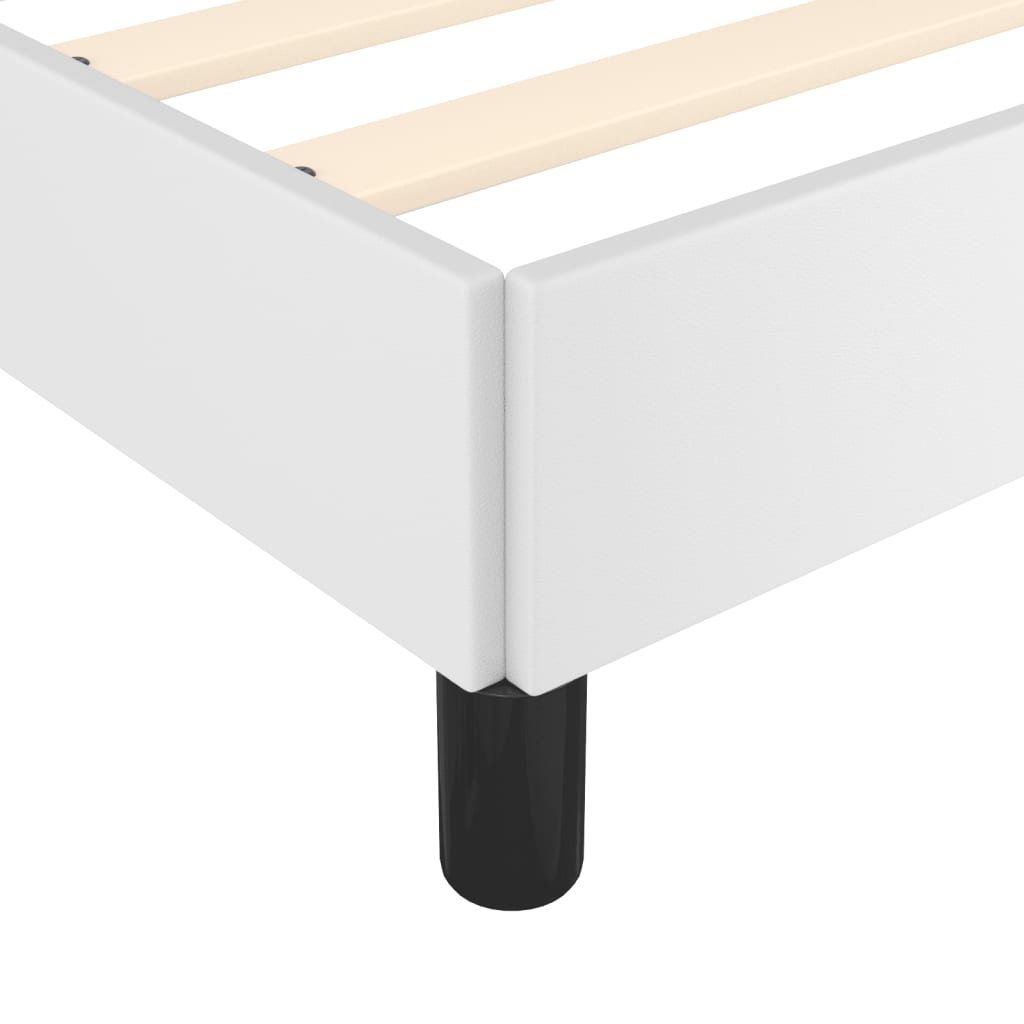 Cadre de lit sans matelas blanc 120 x 190 cm similicuir - 9