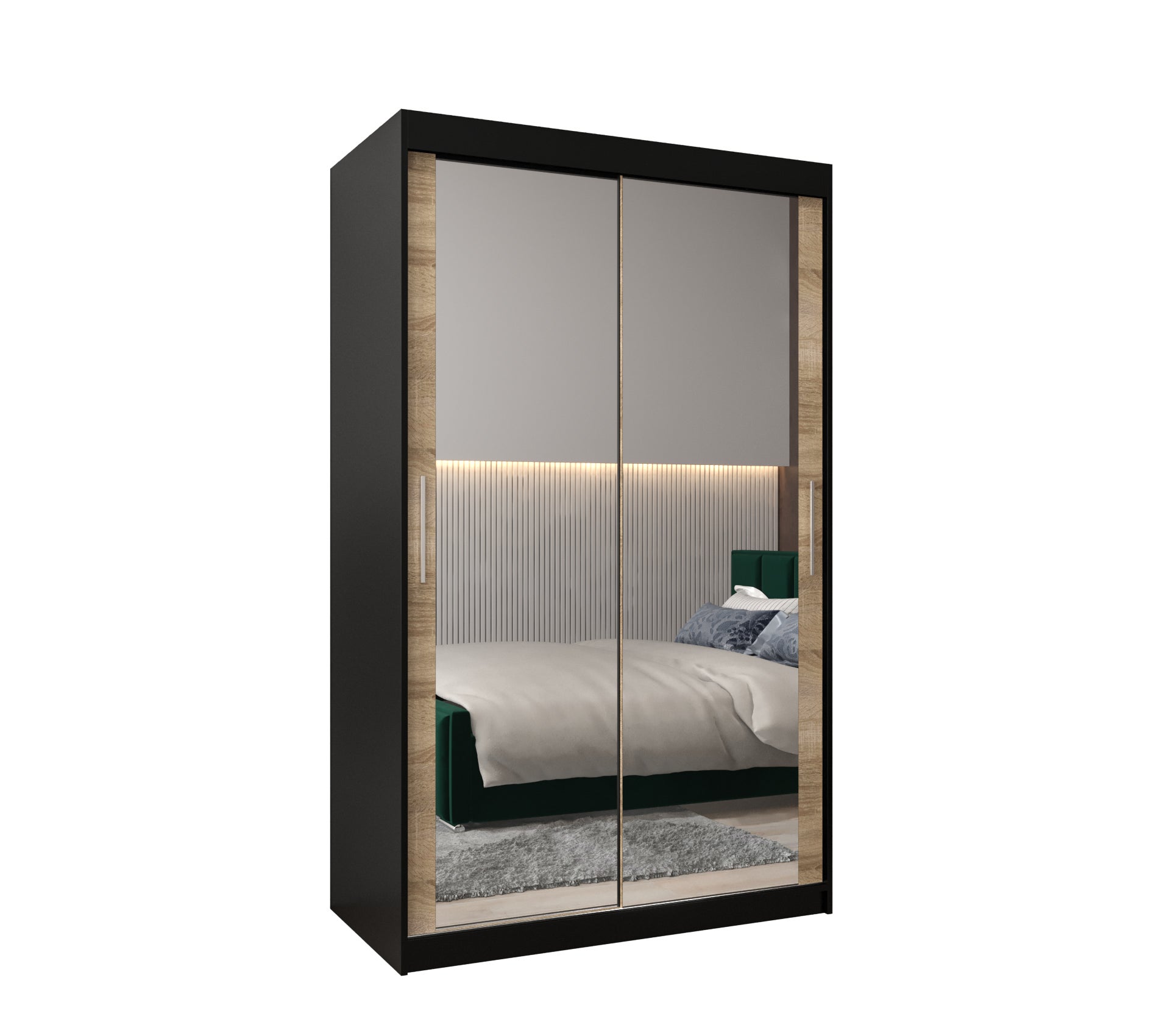 Szafa przesuwna garderoba TOKYO 3 120 x 62 x 200 cm Czarny + Sonoma - Abiks Meble