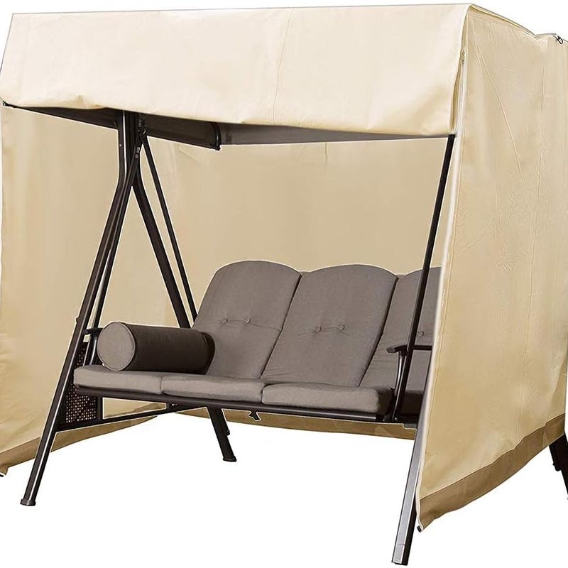 Trzy pokrowce ochronne na huśtawki ogrodowe, wykonane z wodoodpornej tkaniny Oxford z filtrem UV (beż), 160 x 120 x 170 cm