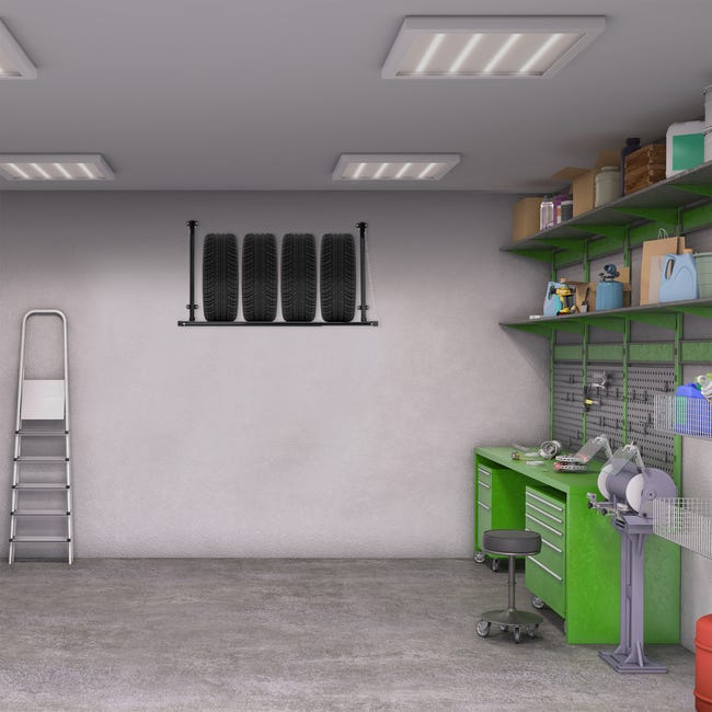 Scaffale Porta Gomme Da Parete Relaxdays - Per 4 Pneumatici, Pieghevole E Resistente Fino A 80 Kg - Foto 11