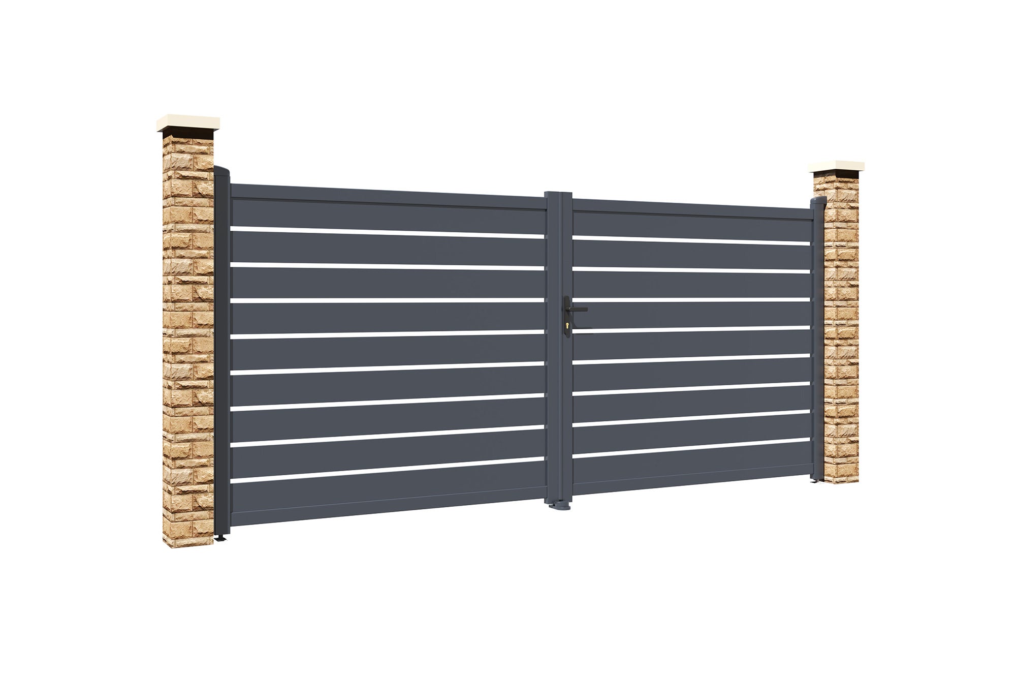 Portail battant 4m VOGEL H.180cm aluminium gris - 8