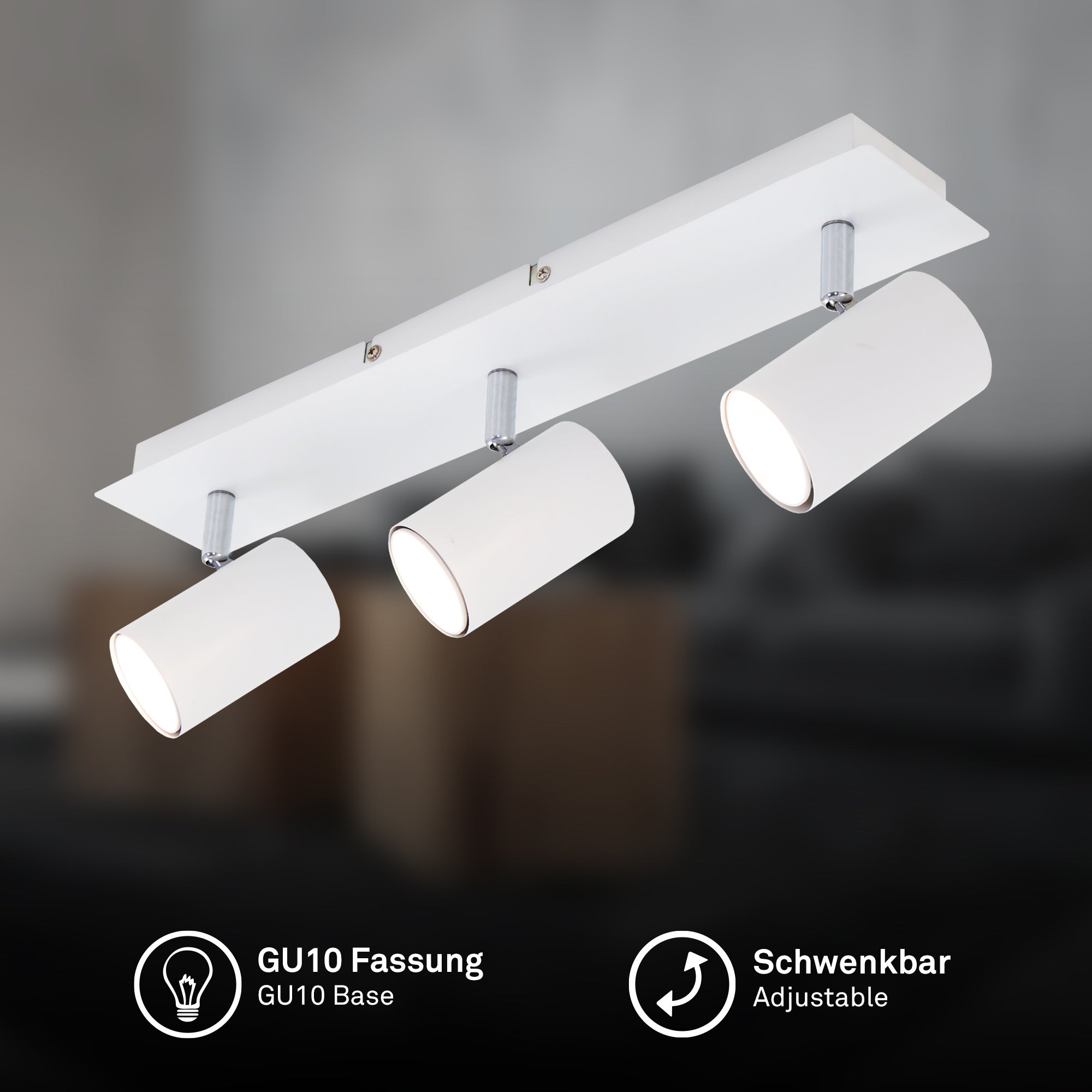 Spot LED 3-flammes - IP20 - 450x80x123mm - GU10 max. 40W - blanc - orientable - Briloner - 2