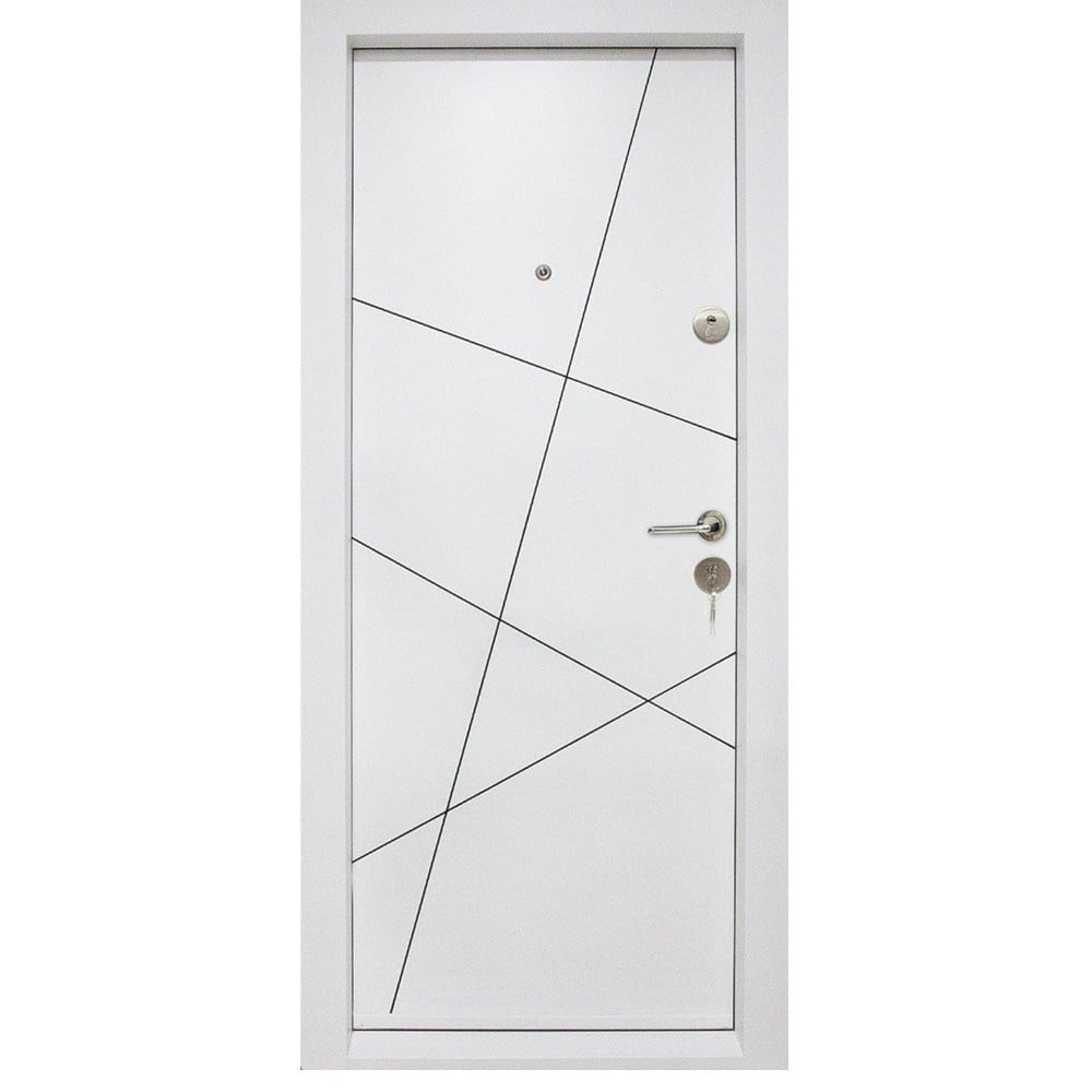 Usa metalica de apartament cu izolatie Novo Doors First Class NDS11, Deschidere Stanga, 200x88 cm, Tabla 1.2 mm, Alb