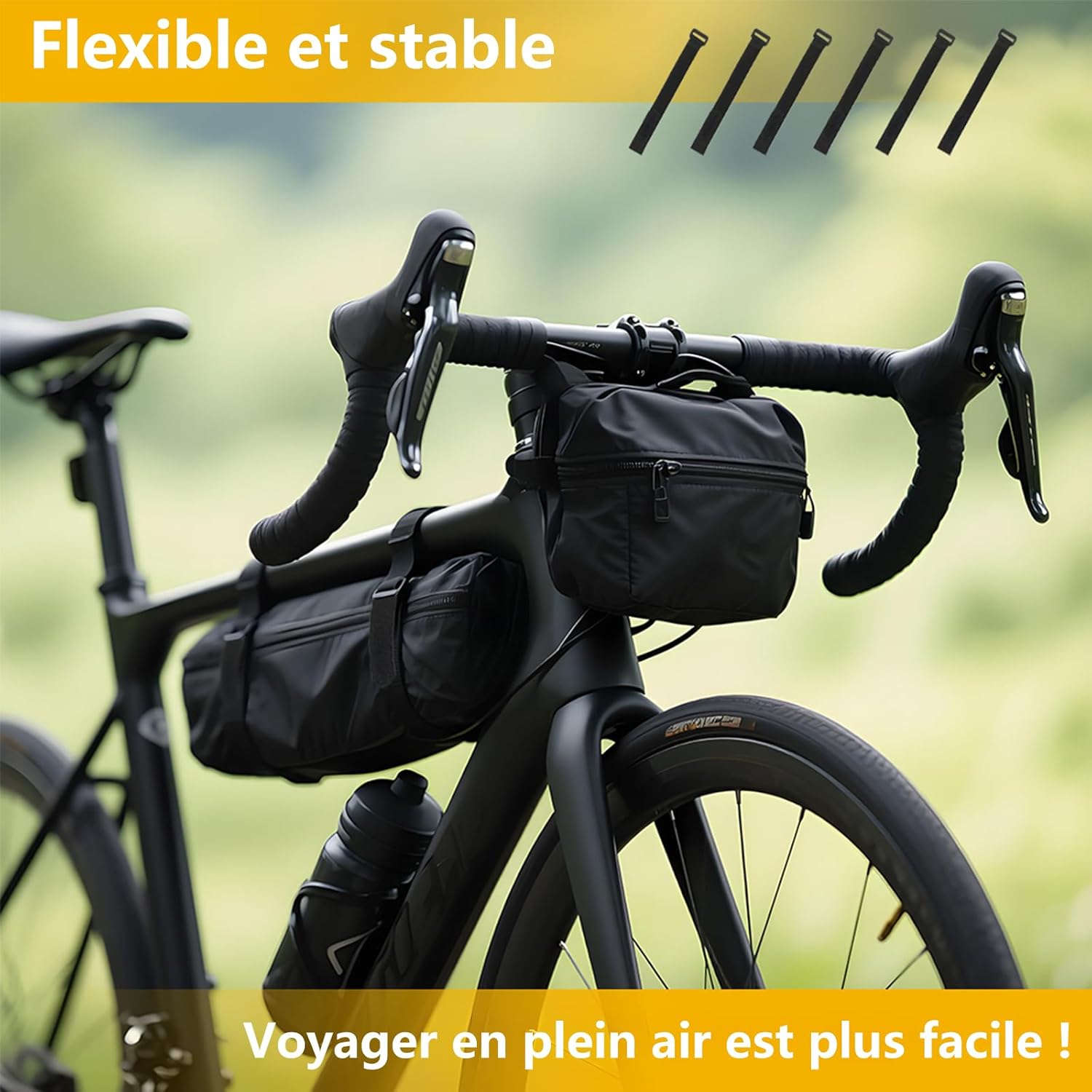 Lot De 8 Bandes Velcro Noires – Bandes Velcro Résistantes Pour Fixer Les Câbles, Adaptées Aux Vélos, Bagages Et Câbles (20 X 300 Mm, Réutilisables)​ - 5