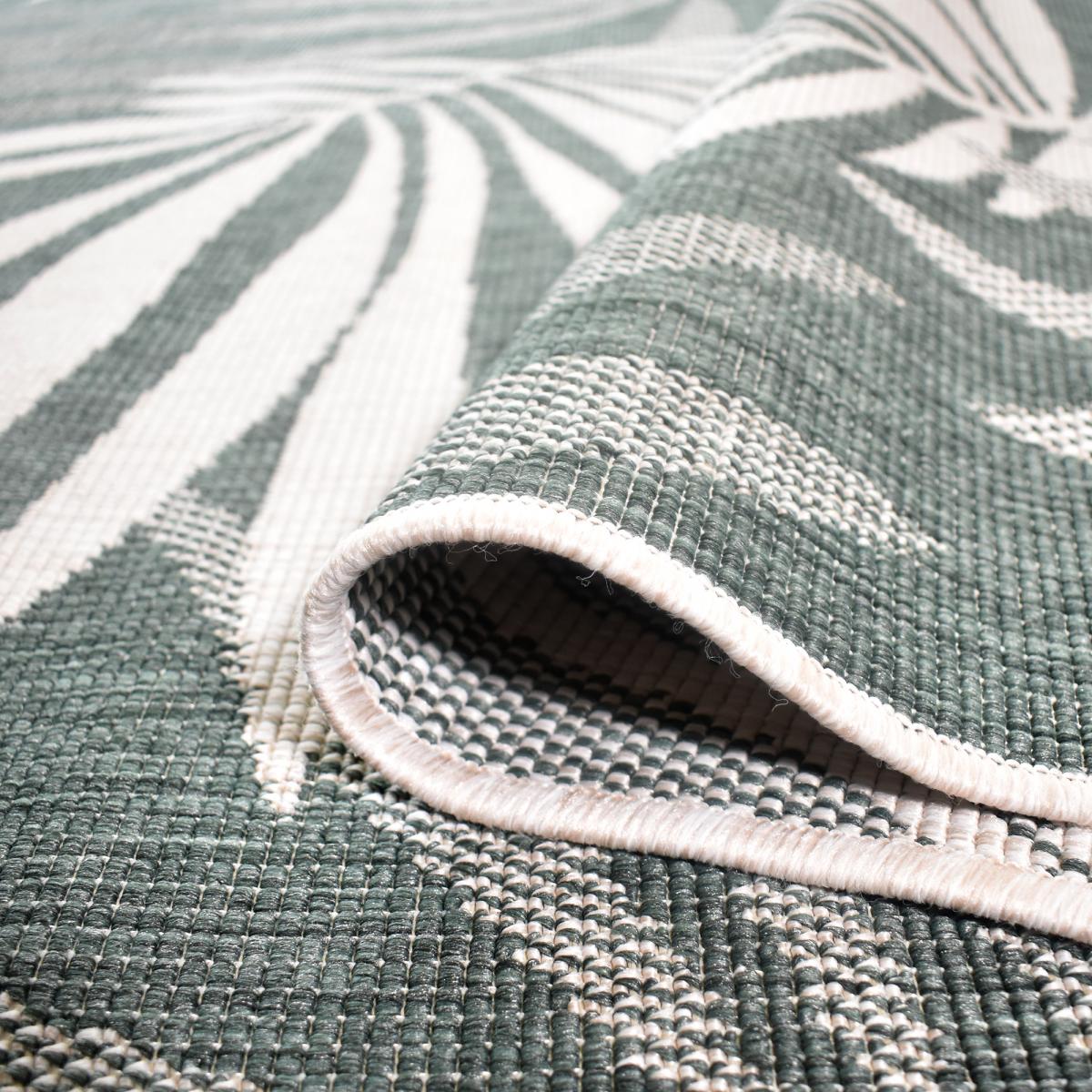 Tapis extérieur, kilim reversible 120x170 LYN2 AM REVERSIBLE vert et crème - 3