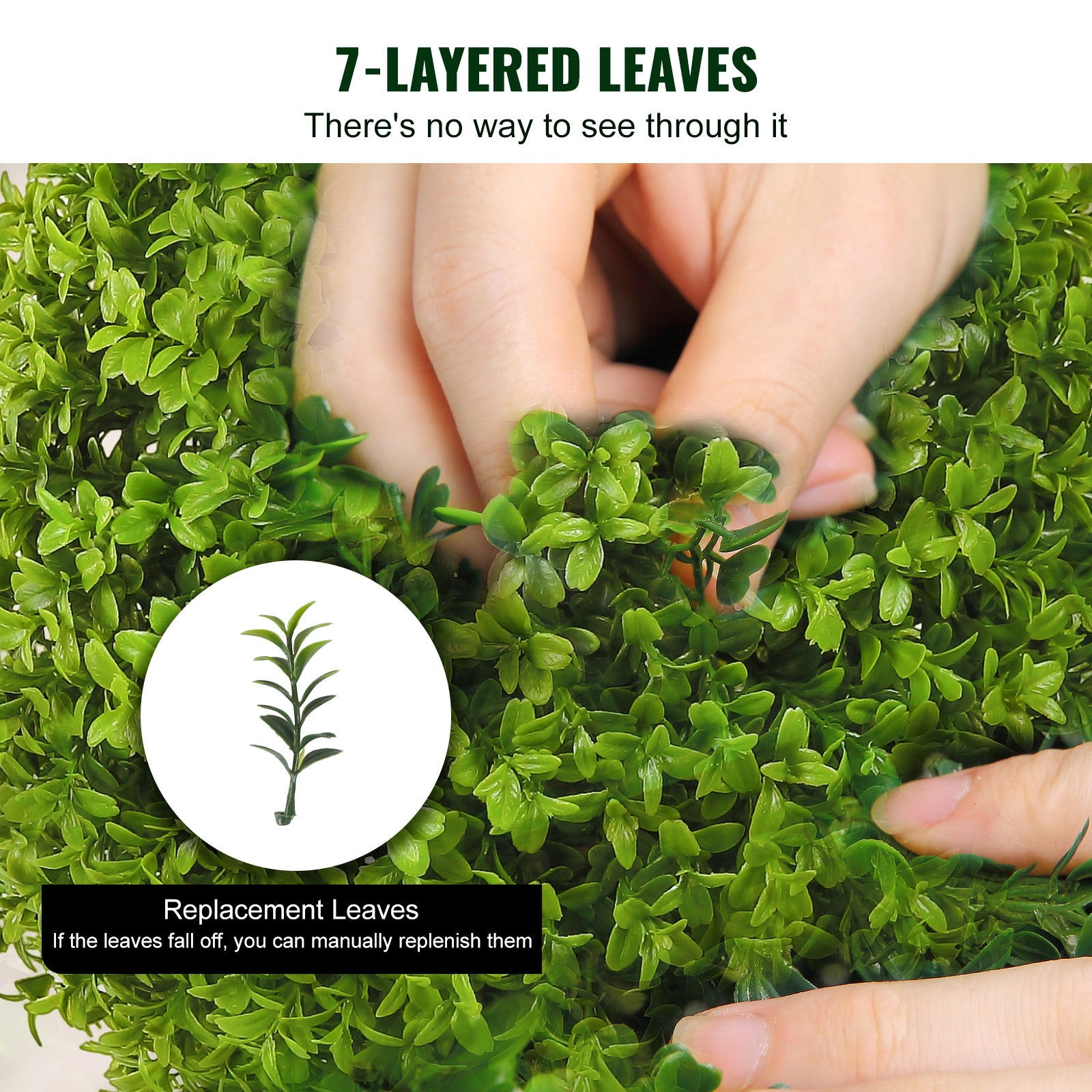 Topiari artificiali in legno di bosso SucceBuy (2 pezzi) Pianta finta a forma palla con fioriera Pianta finta verde da giardino Decorativa per esterni - 6