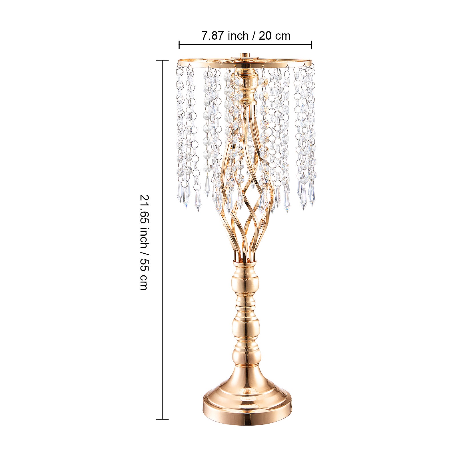 Lot de 10 supports fleurs mariage SucceBuy en cristal, hauteur 55 cm, vases en métal doré pour décoration florale - 2