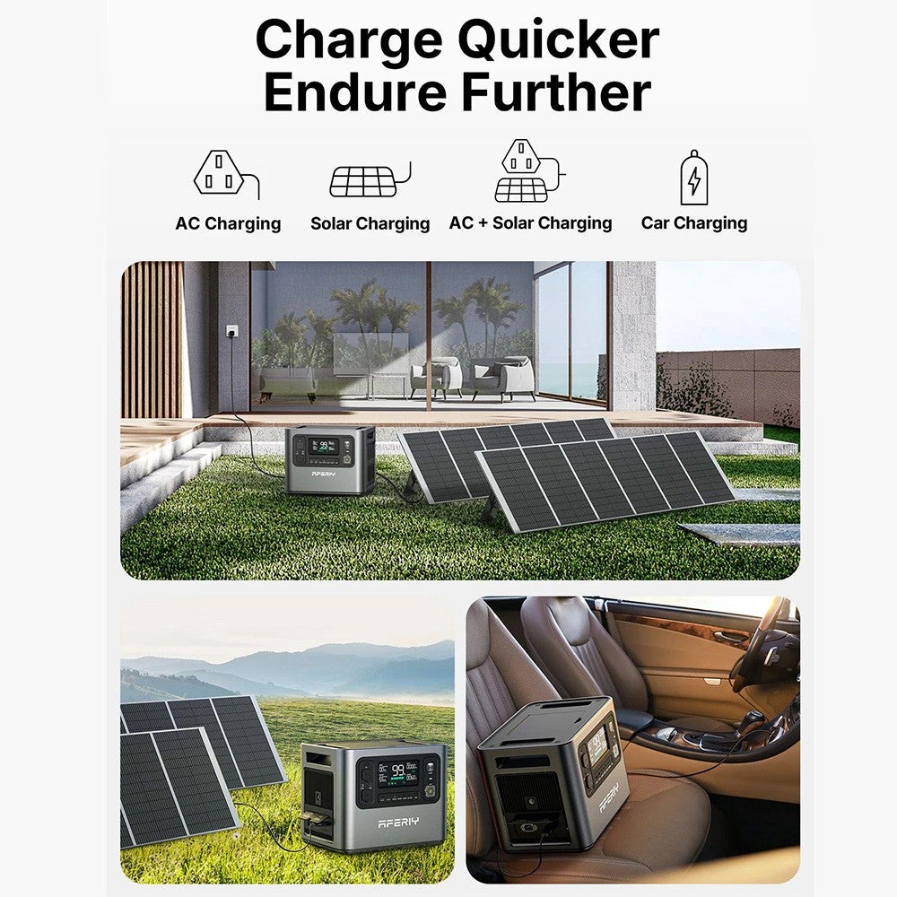 Centrale électrique portable AFERIY P210 - AC 2400W - batterie LiFePO4 2048Wh - entrée solaire de 500&nbsp;W et contrôle par application - 4