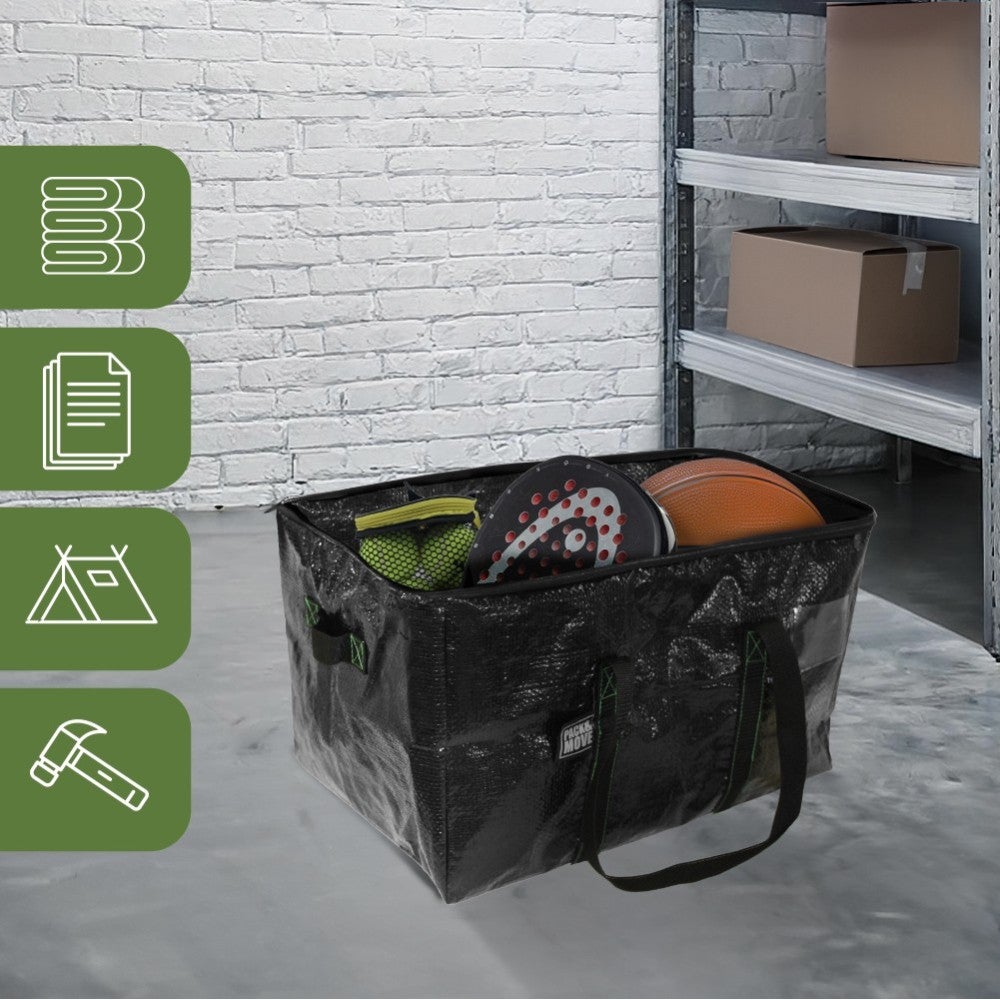 Saco de armazenamento reciclado - Mudança e transporte - 55 x 35 x 30 cm - Pacote com 6 unidades - Alças resistentes 55L - 3