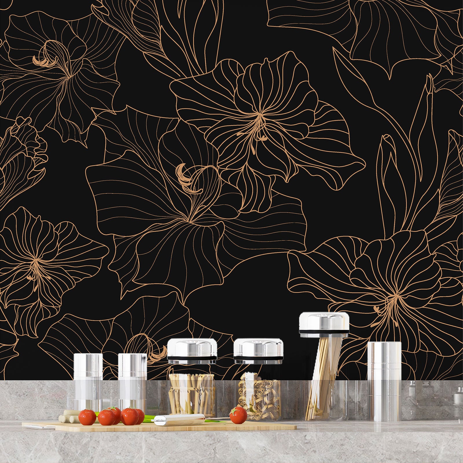 Crédence adhésive sticker décoratif pour cuisine - Fleurs - Adhésif MAT - 50x50 cm - 4