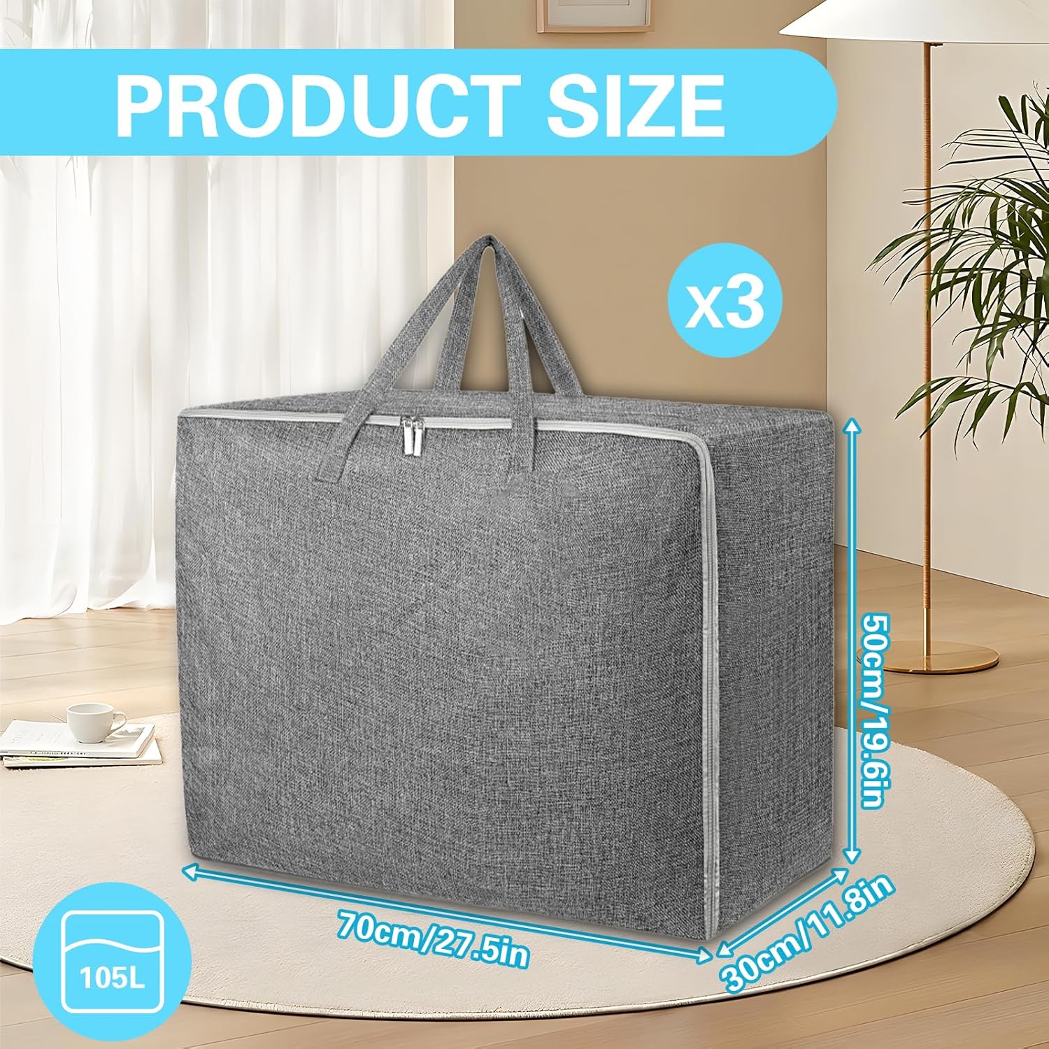 SpaceAid - Lot De 8 Sacs De Rangement 90L Extra Solides - Pour Vêtements, Couettes, Déménagement