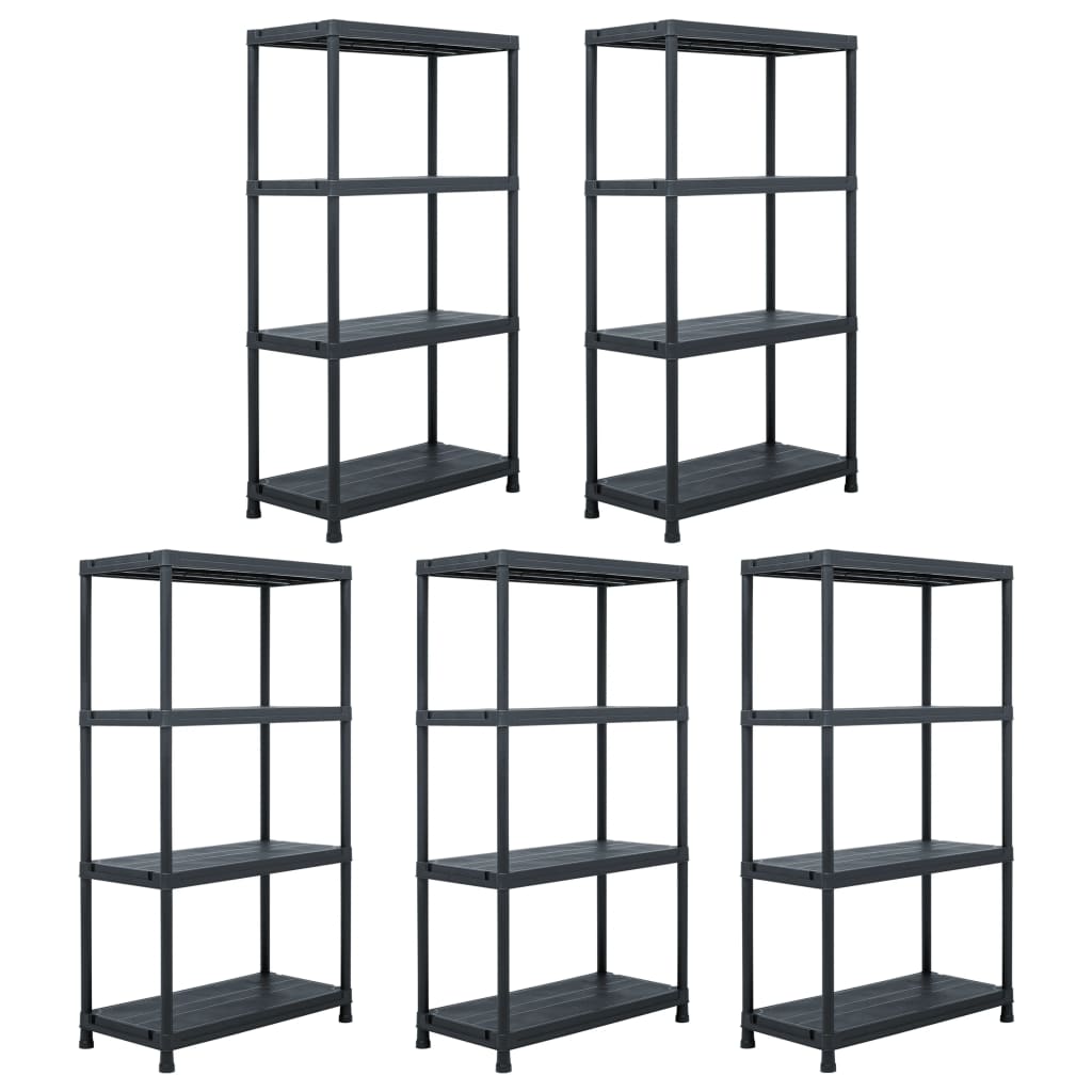Estantes de plástico 5 unidades 60x30x138 cm pretas – ComfortXL - 2