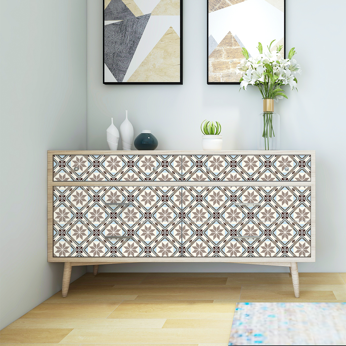 60 vinilos baldosa de cemento muebles gladia - adhesivo de pared - revestimiento sticker mural decorativo - 60stickers20x20cm