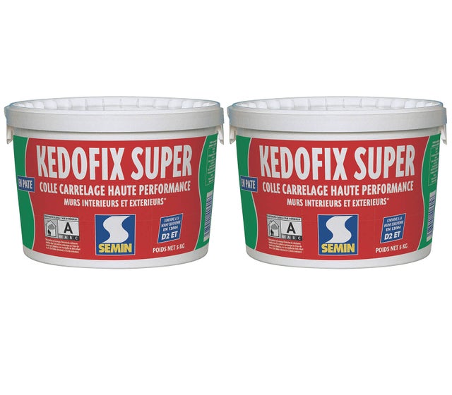 Colle pour Carrelage Haute Performance Kedofix Semin, Prêt à l'emploi, Intérieur/extérieur, seau de 5 kg, Lot de 2