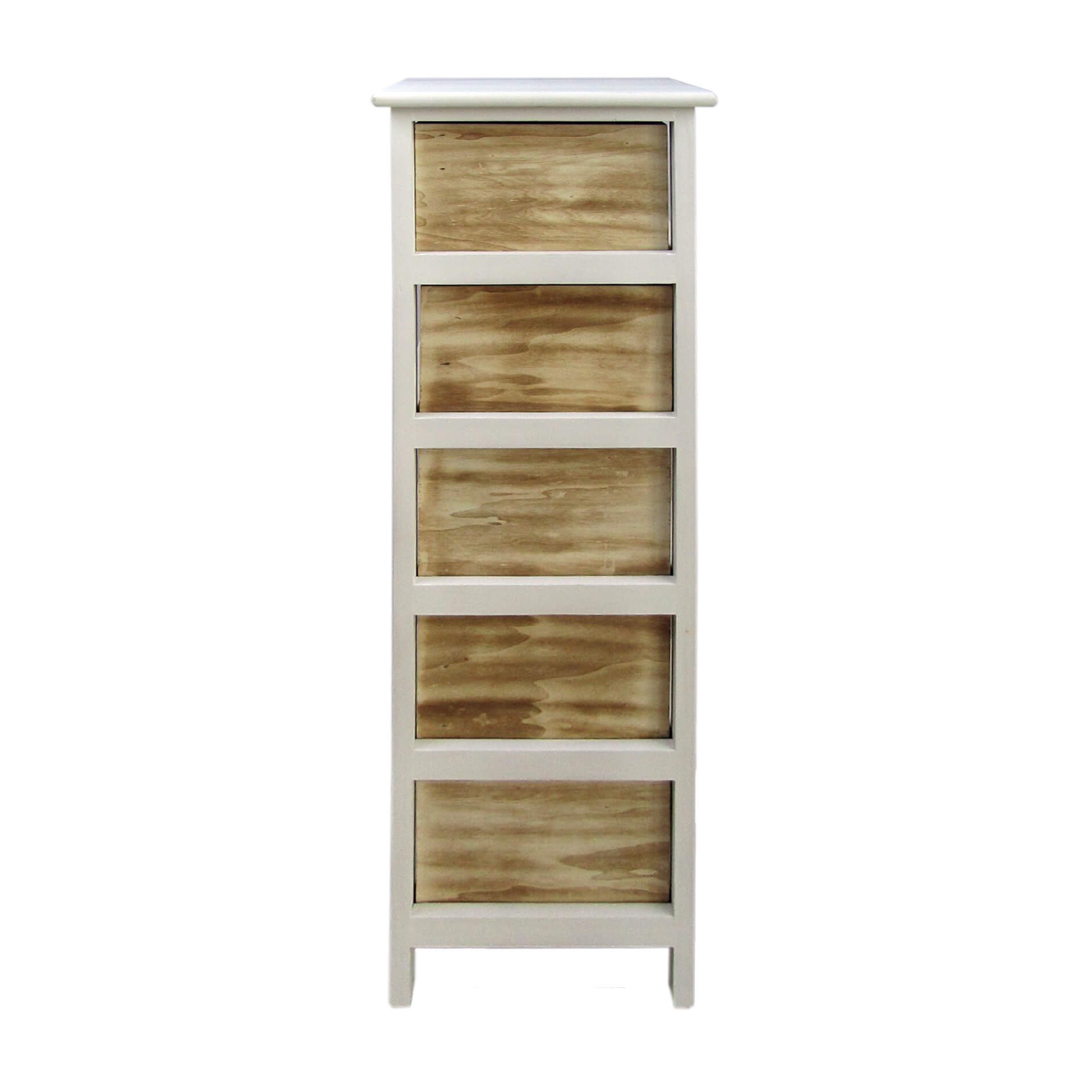 Commode Rebecca Mobili Chiffonier 5 Tiroirs Bois Marron Blanc 91x26x30 - 10