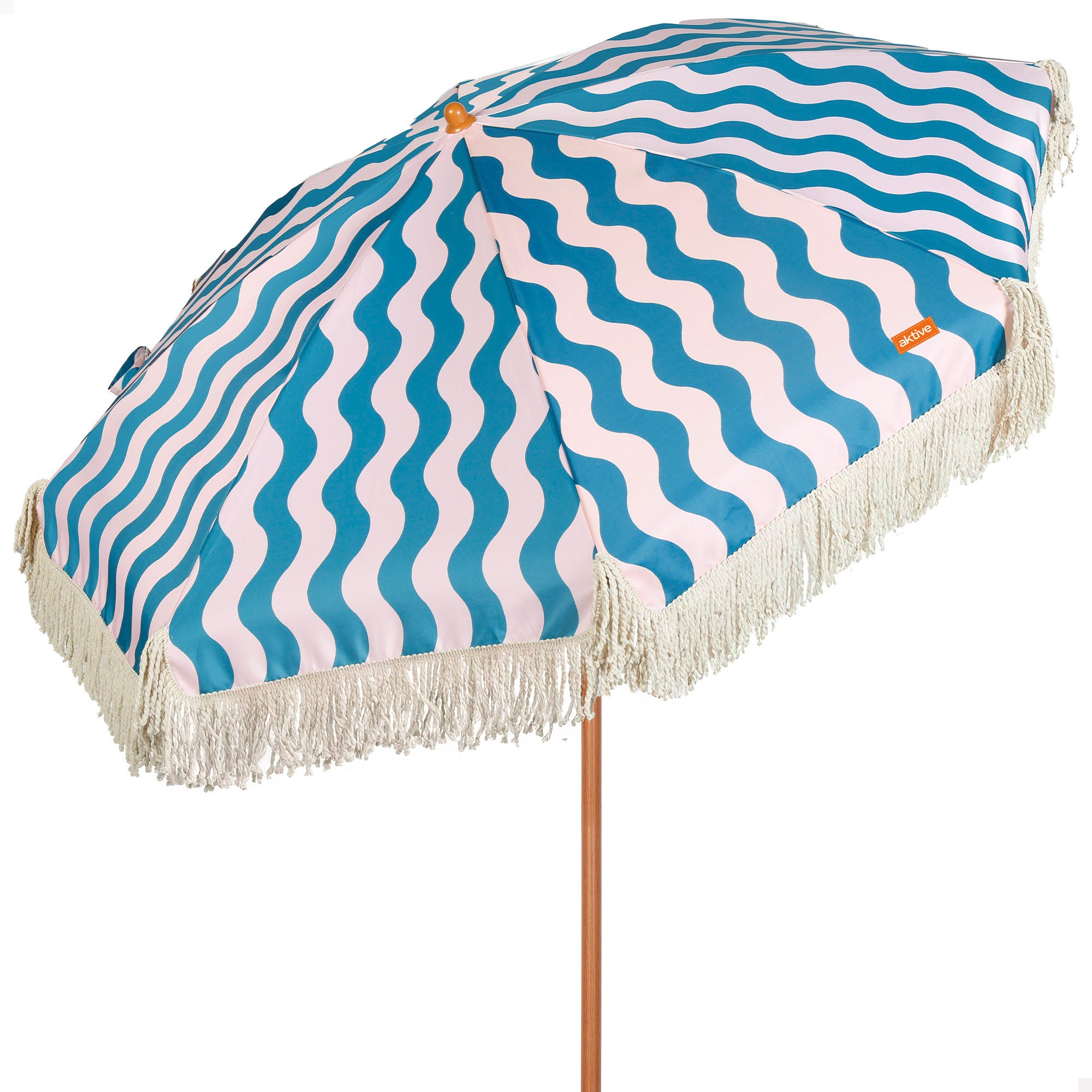 Aktive sombrilla de playa 8 varillas 200 cm ondas marinas con flecos