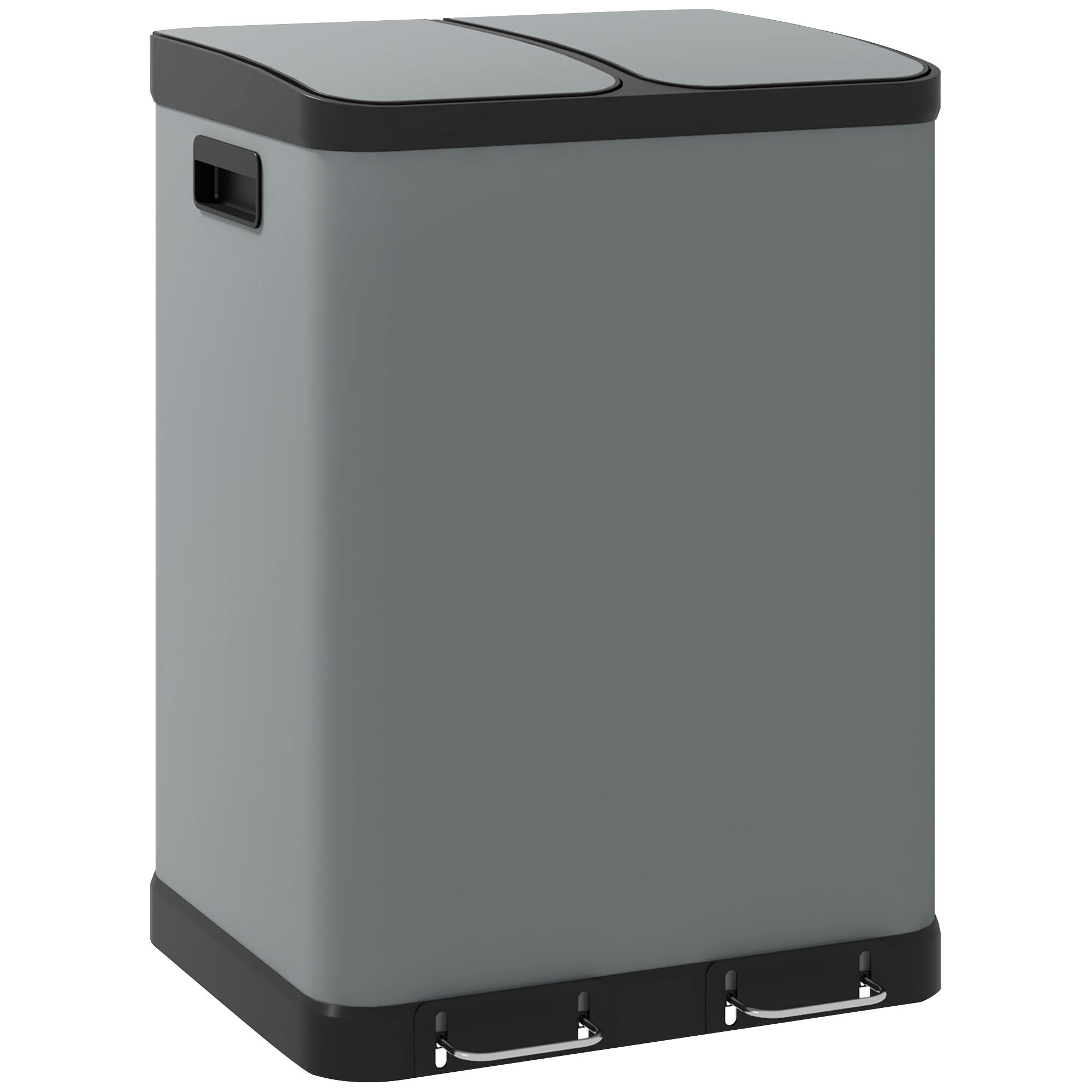 DMD - Pattumiera doppia in acciaio inox da 60 l, 2 x 30 l rimovibili | Pattumiera per compost da 3 L inclusa, chiusura morbida, facile da pulire, pedali in metallo, a DMD - Pattumiera doppia in acciaio inox da 60 l, 2 x 30 l rimovibili | Pattumiera per compost da 3 L inclusa, chiusura morbida, facile da pulire, pedali in metallo, a