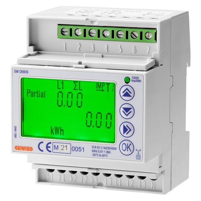 Compteur d'énergie triphasé MID digital TI 4 modules - GEWISS - GWD6809
